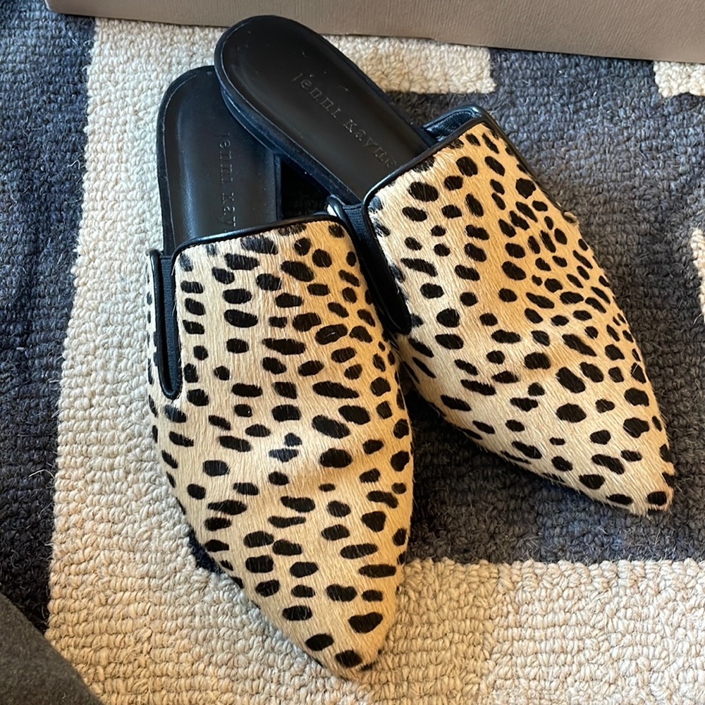 Jenni Kayne pony hair leopard mules